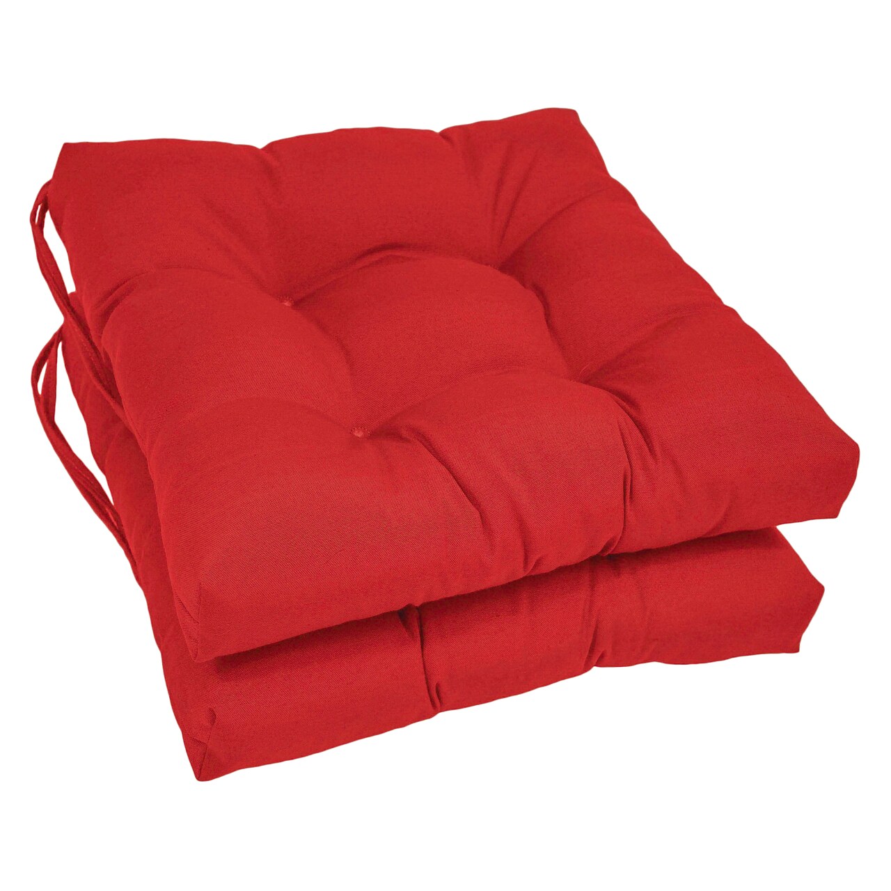 16-inch Solid Twill Square Tufted Chair Cushions (Set of 2) - Red